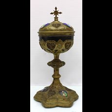12 3/4" Sterling Cup Ciborium w/ Enamel SKU C077-001